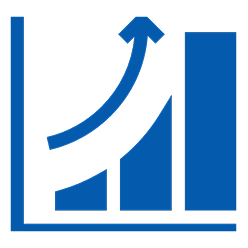 アイコン：右肩上がりに成長するグラフ